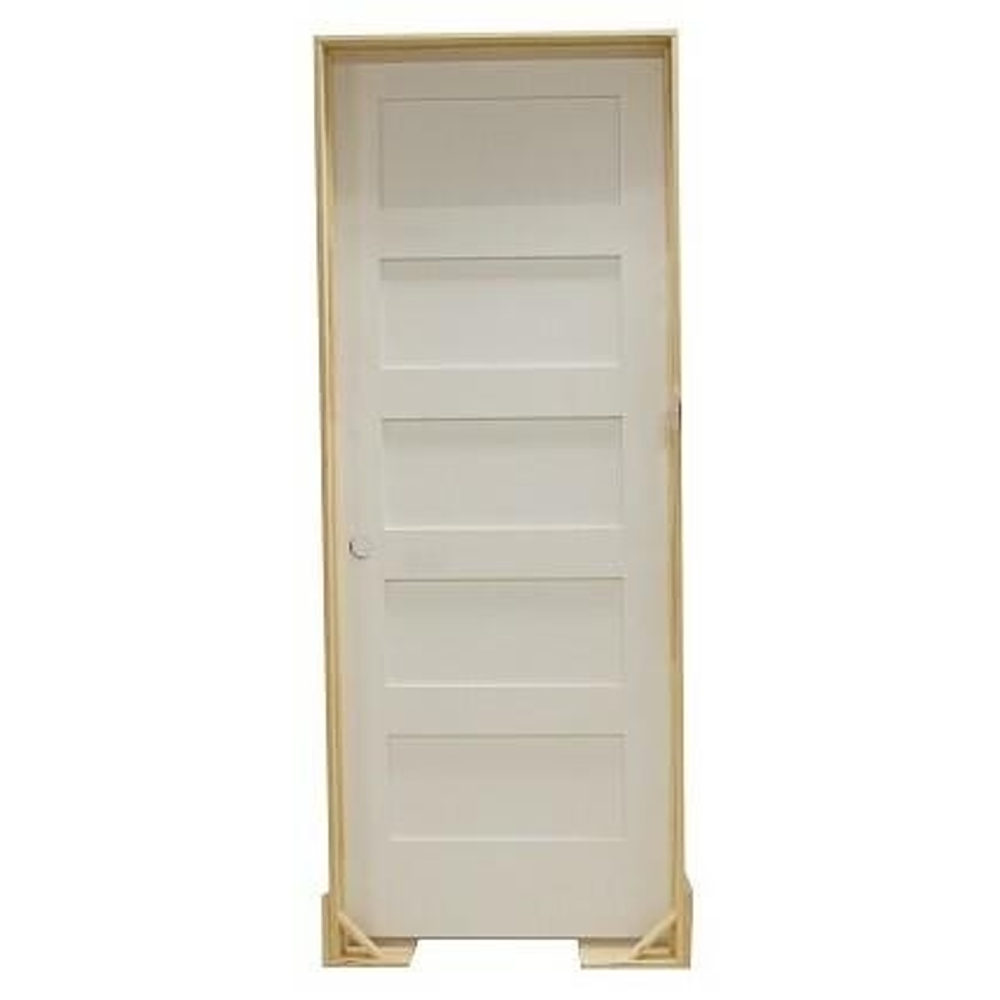 24 in x 80 in Shaker 5-Panel Solid Core Primed MDF Prehung Interior Door